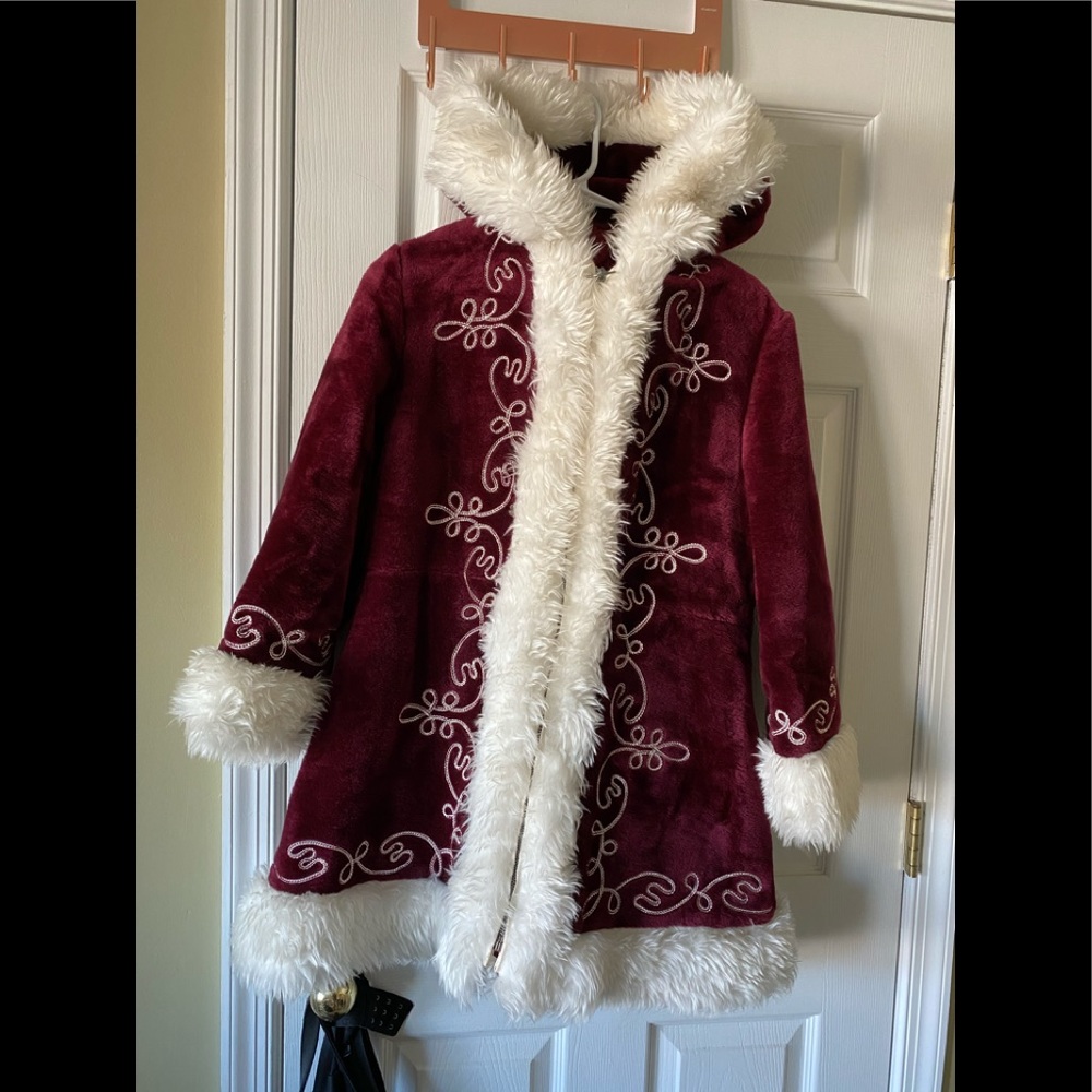 Vintage fur lined embroidered penny lane coat